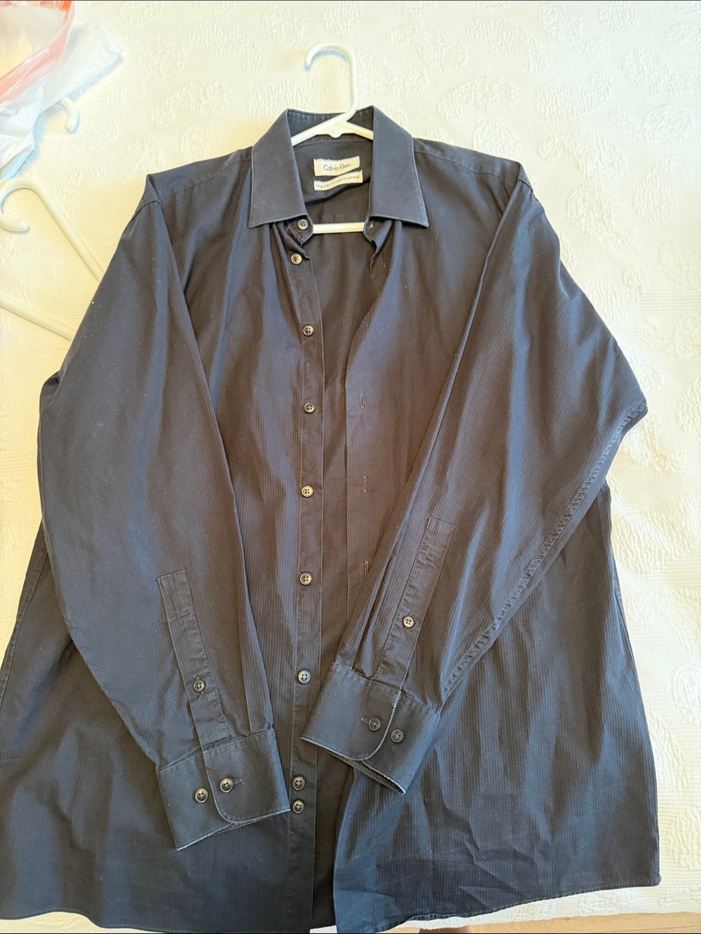 Calvin Klein Men's Dark Navy Long-Sleeve Dress Shirt